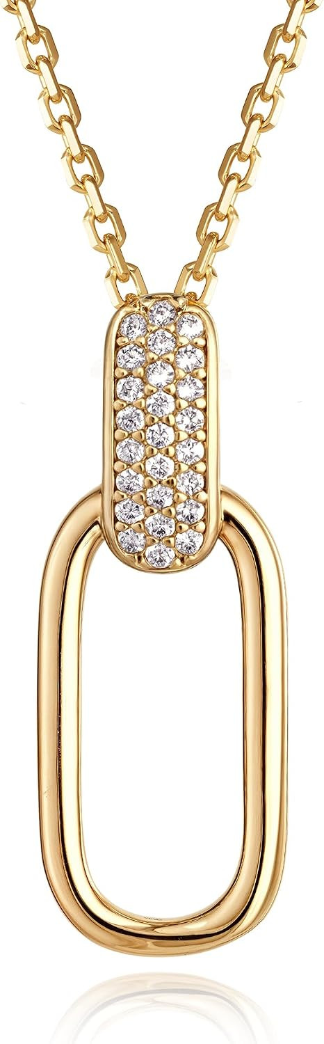 MEVECCO Oval Link CZ Pendant Necklace for Women | Amazon (US)