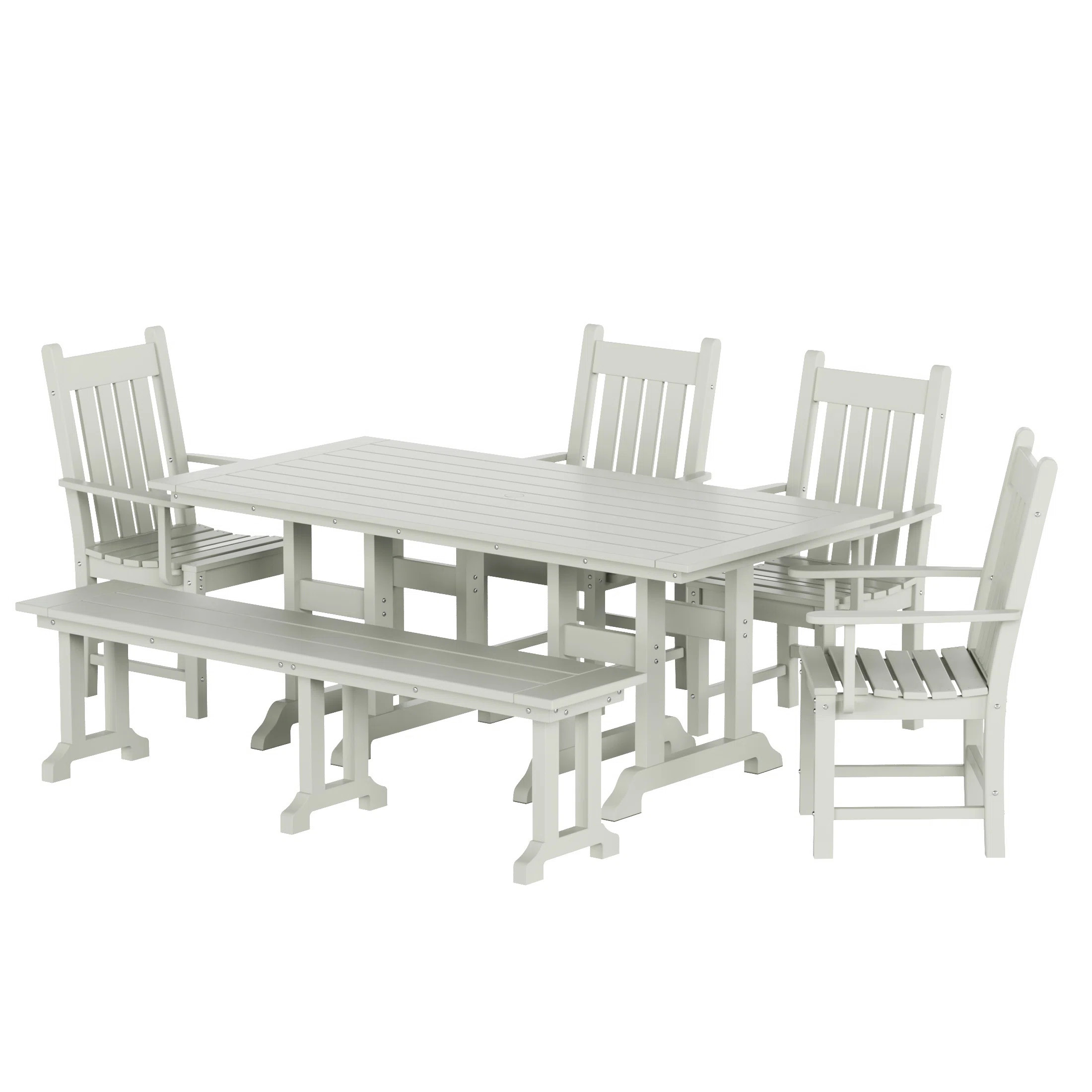Aleera Rectangular 6 - Person 70'''' Long Patio Dining Set With Bench | Wayfair North America