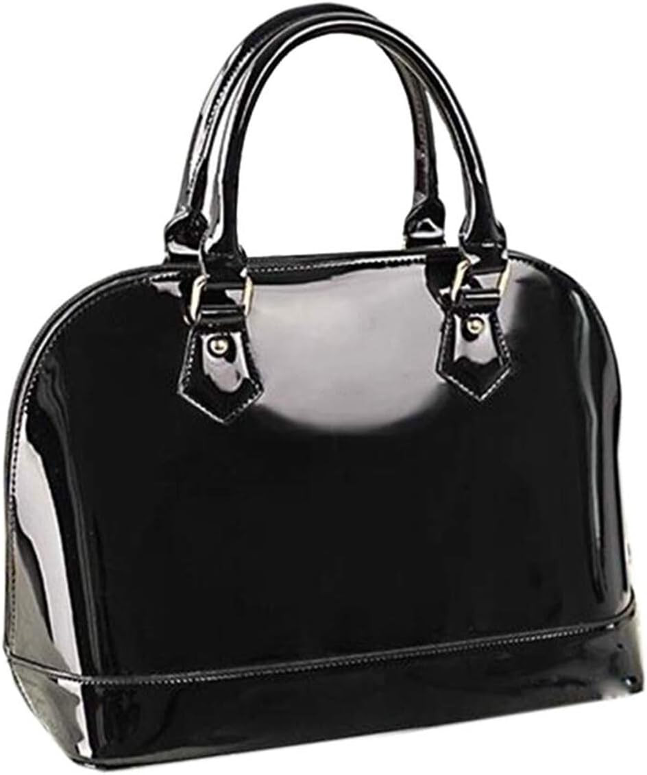 Patent Leather Dome Satchel Purse Zip-around Handbag Multi-Pocket Shoulder Bag Shiny Large Top-handle Shell Bag | Amazon (US)