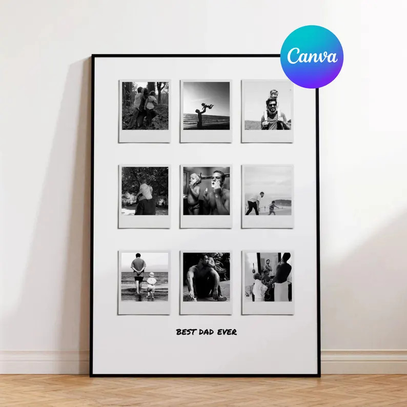 Dad Polaroid Collage Print CANVA Template – Personalized Canva Father's Day Gift, 9 Photo Colla... | Etsy (US)