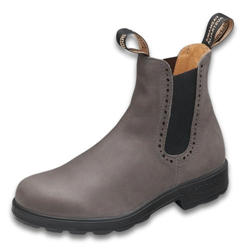 Blundstone 2216 Women's Originals High Top Chelsea Boots, Water Resistant Leather Boots with Brogue Detailing, Shock Absorption and Removable Cushioned Footbeds, Dusty Grey, 9.5 US Women / 6.5 AU | Amazon (US)