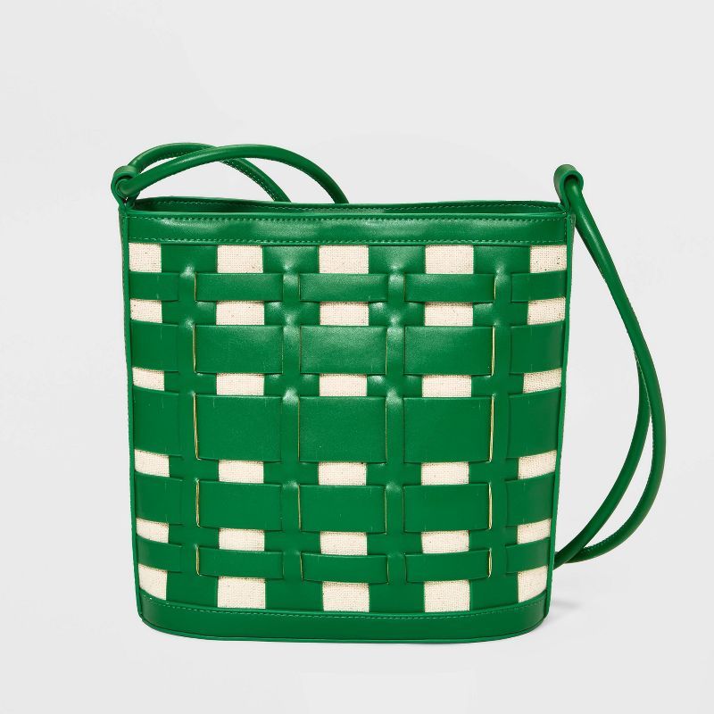 Basket Weave Woven Bucket Bag - A New Day™ Green | Target