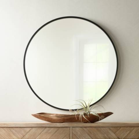 Uttermost Mayfair Matte Black 34" Round Wall Mirror | Lamps Plus