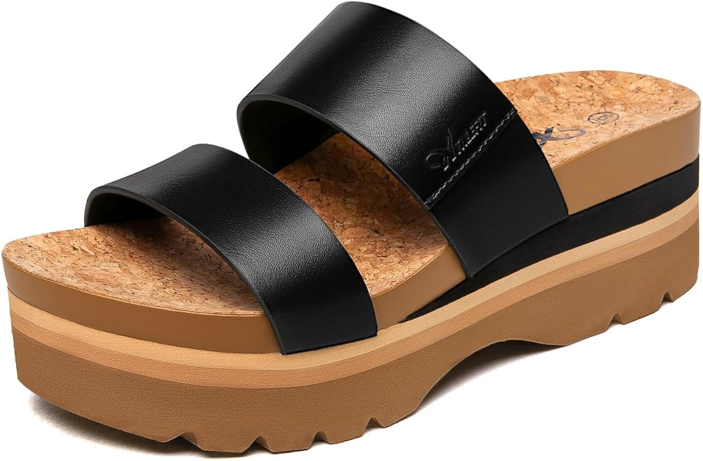 Athlefit Women's Summer Two Strap Platform Slide Sandals Comfortable Beach Arch Support Footbed S... | Amazon (US)