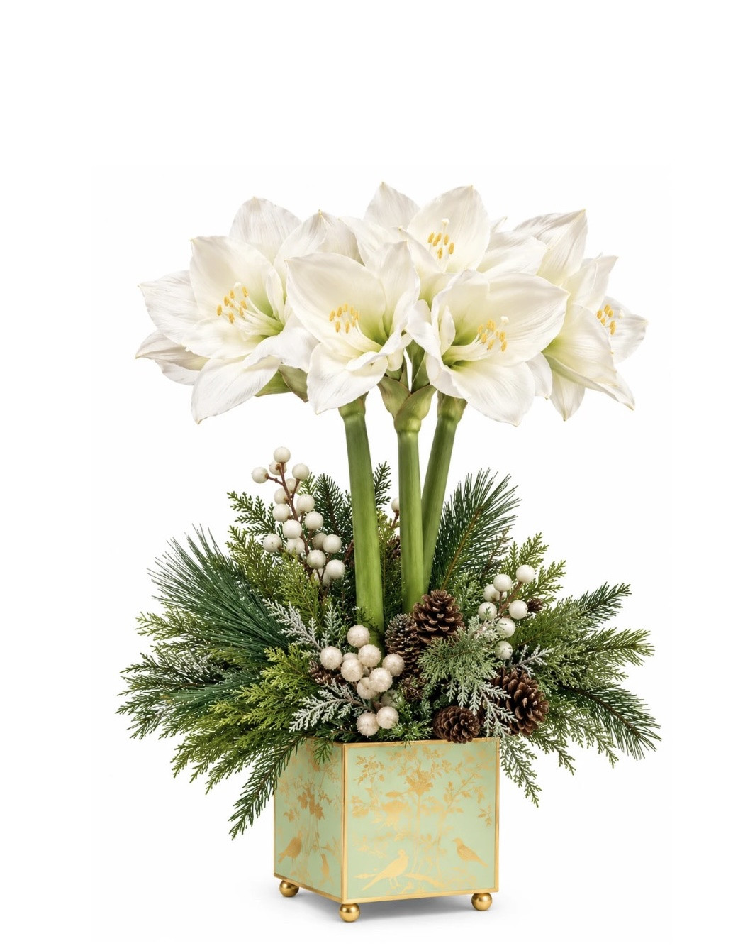 Christmas arrangement ✨ Faux WHITE AMARYLLIS & WINTER GREENS IN CHINOISERIE PLANTER

#LTKHome #LTKdayinmylife #LTKSeasonal