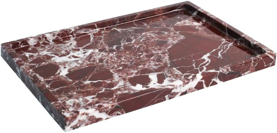 Real Luxurious Natural Marble Vanity Tray Genuine Marble Storage Tray for Home Decor Stone Tray for Bathroom/Kitchen/Vanity/Dresser,Plate Holder for Tissues, Candles, Towel | Amazon (US)