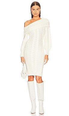 Michael Costello x REVOLVE Celestia Off Shoulder Cable Dress in Ivory from Revolve.com | Revolve Clothing (Global)