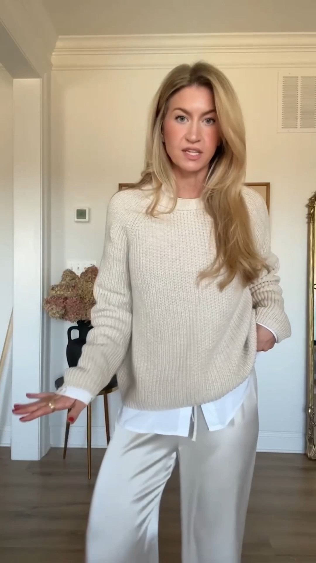 The perfect casual but elevated outfit to start the new year! 
Sweater: runs small, wearing a Large.
Button up: runs slightly oversized, wearing Small. 
Pants: run TTS, wearing size small. 
Shoes: Run TTS. 

#LTKootd #LTKSeasonal #LTKgrwm