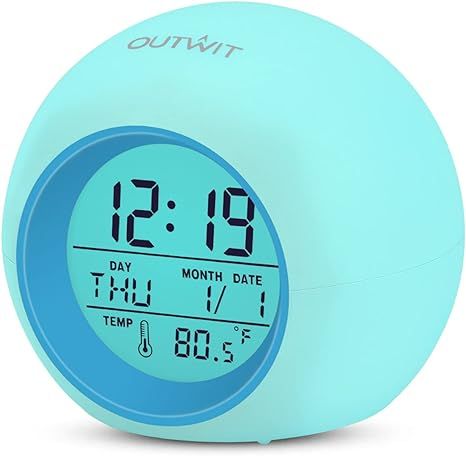 Outwit Kids Alarm Clock, Student Digital Clock for Boys Girls, 7 Colors Changing Light Bedside Cl... | Amazon (US)