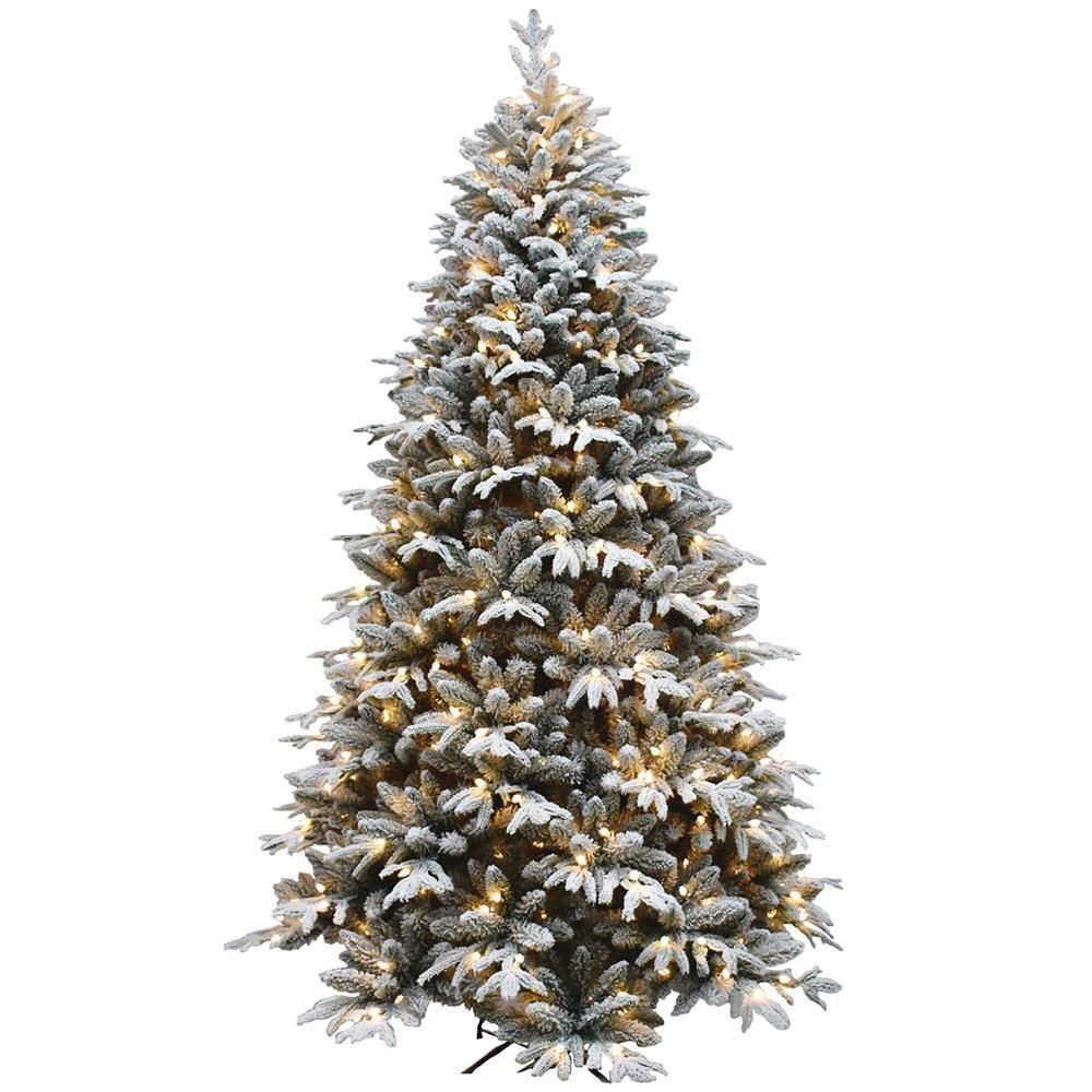 7.5 ft. Pre-Lit LED Flocked Artificial Christmas Tree with 450 Lights | The Home Depot