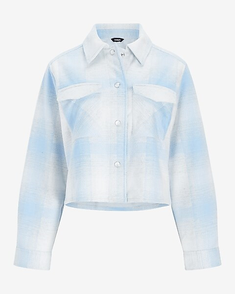 Plaid Cropped Shirt Jacket | Express
