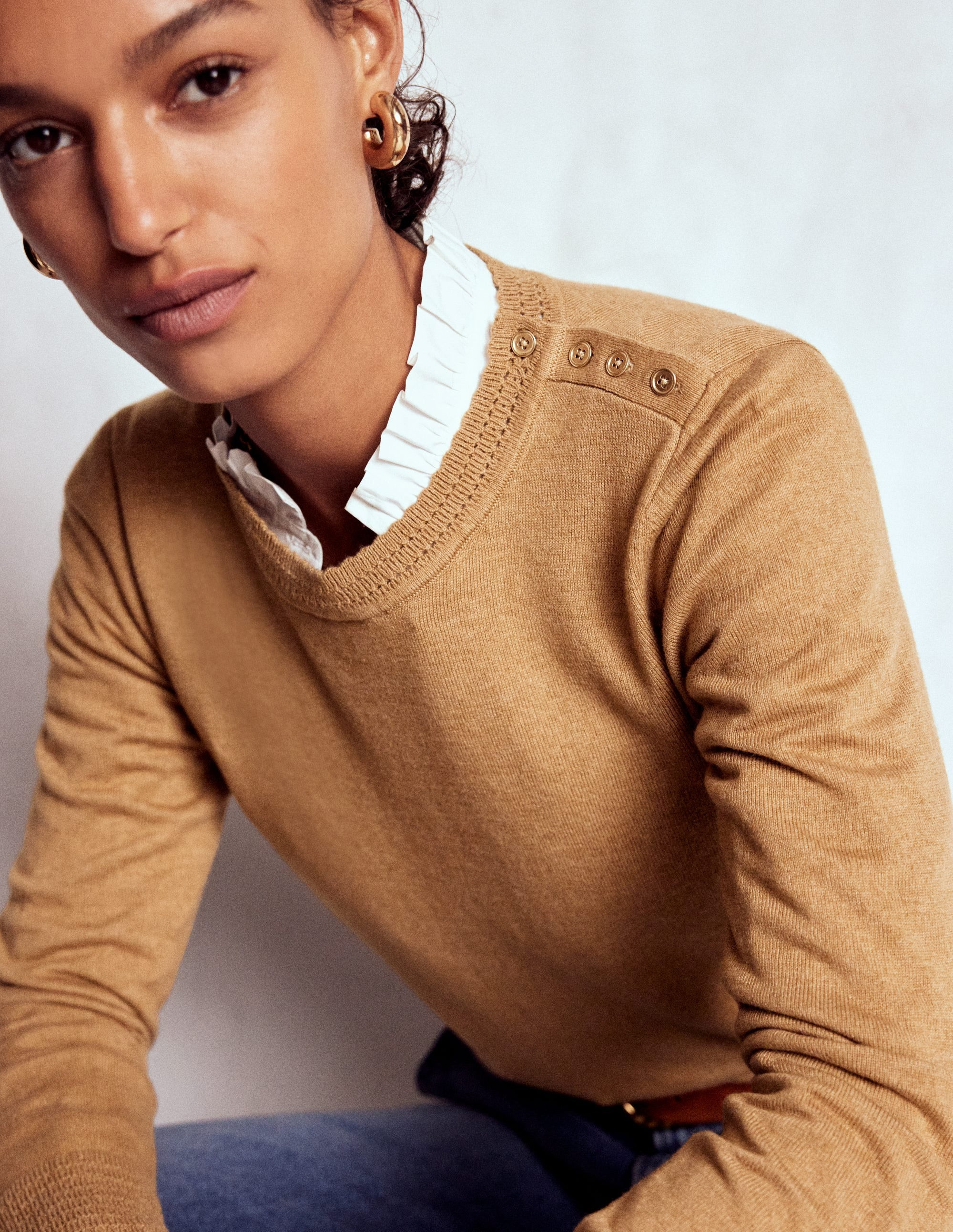 Briony Stitch Jumper-Camel Melange | Boden UK