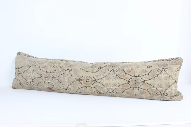 King Size Pillow, Turkish Rug Pillow,12x48 In,30x120 Cm, Vintage Long Lumbar Cushion Cover, Beddi... | Etsy (US)