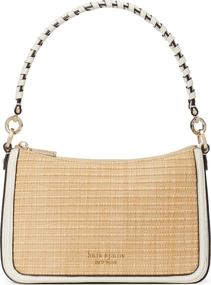 medium hudson woven straw & leather crossbody bag | Nordstrom