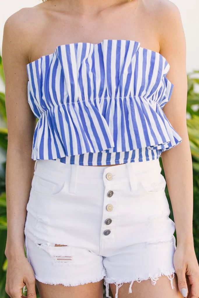 Just Ask Striped Ruffled Tank | The Mint Julep Boutique