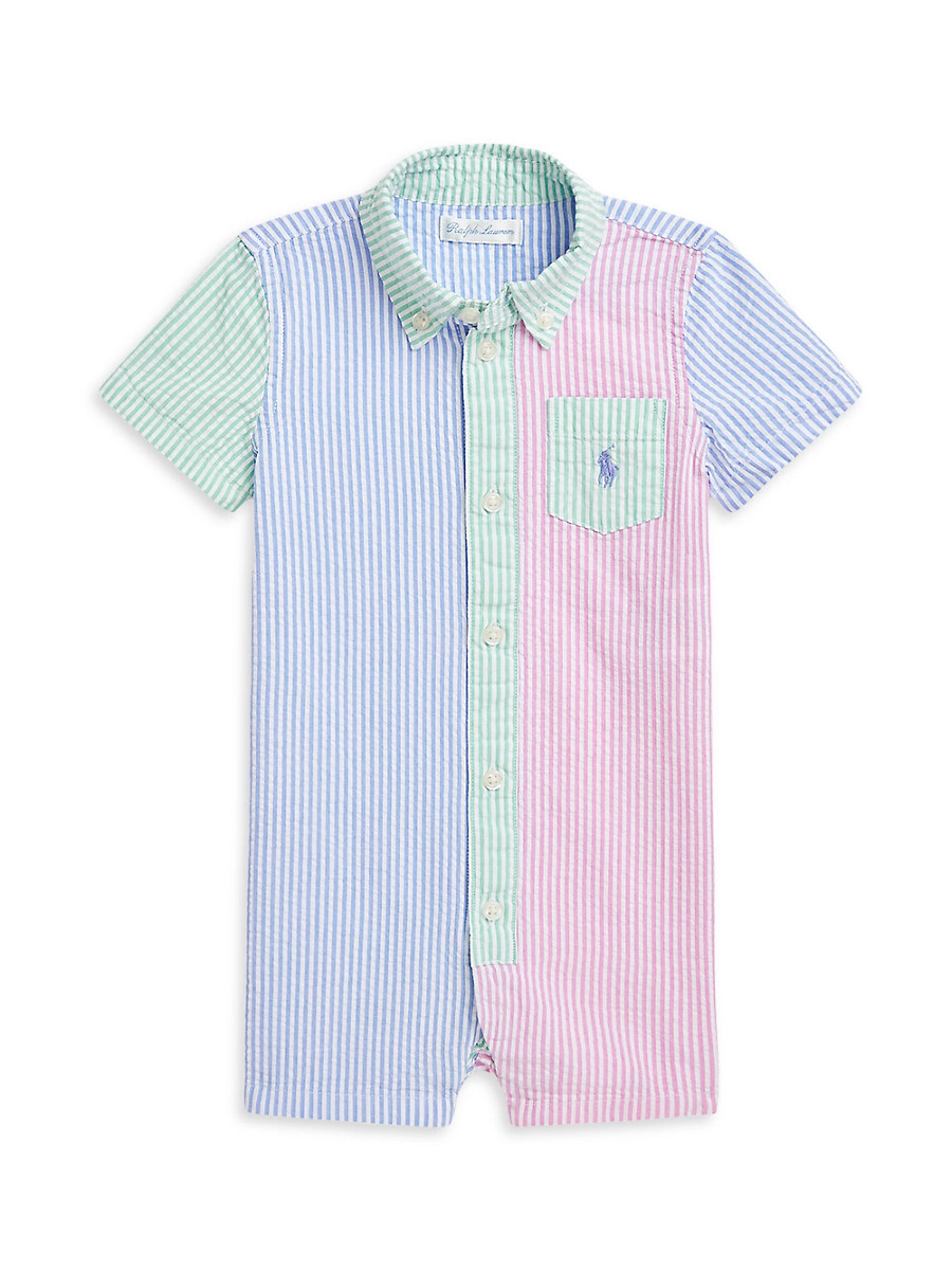 Baby Boy's Colorblocked Seersucker Romper - Seersucker - Size 18 Months | Saks Fifth Avenue