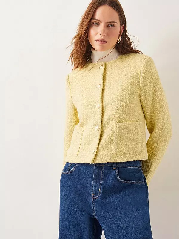 Monsoon Maya Tweed Jacket Yellow | Very (UK)