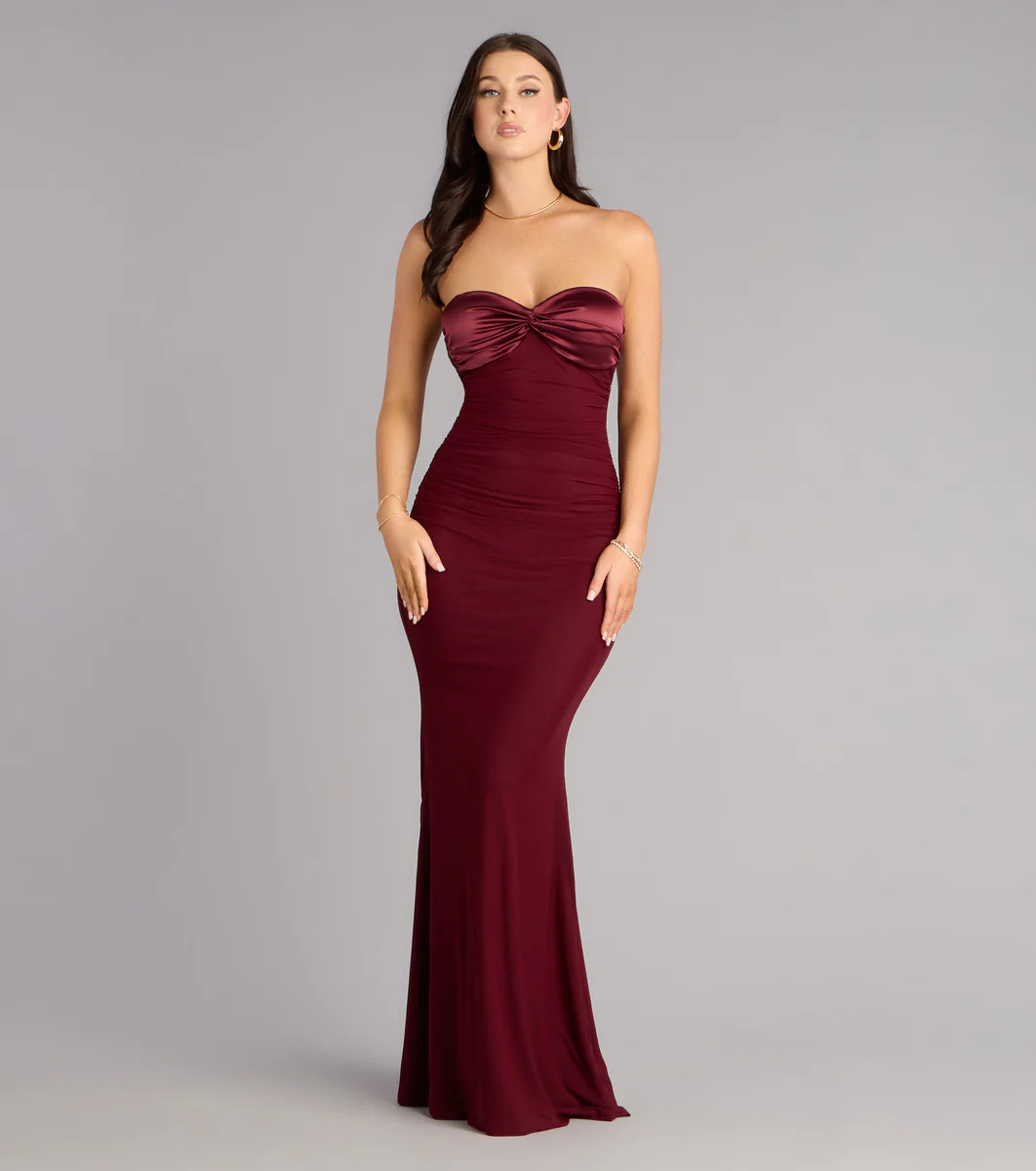 Iris Satin Tie-Back Mesh Mermaid Dress | Windsor Stores