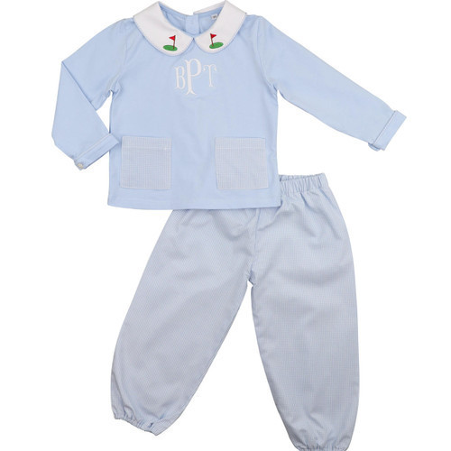 Blue Gingham Golf Pant Set | Cecil and Lou