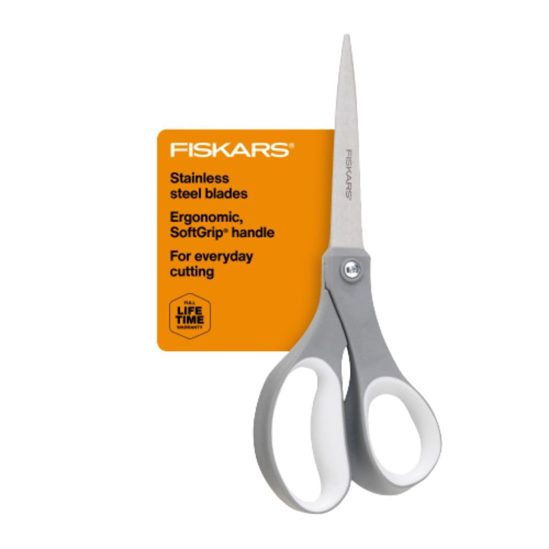 Fiskars All Purpose Scissors, High Performance Cutting, Stainless Steel Blades, Ergonomic and Com... | Amazon (US)