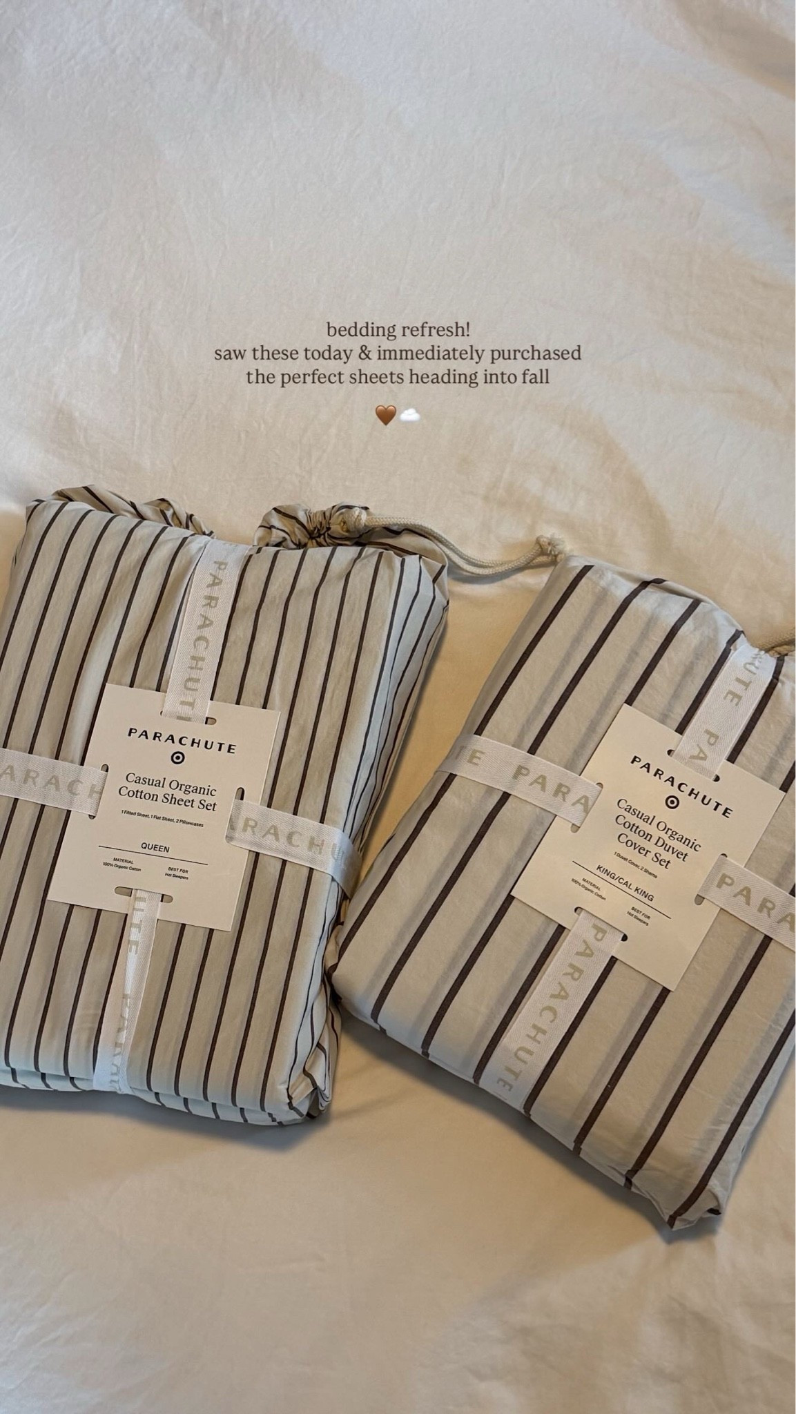 bedding refresh! the perfect sheets heading into fall. target is doing 25% off bedding right now, these are from their collab with parachute

#LTKSaleAlert #LTKHome #LTKdayinmylife