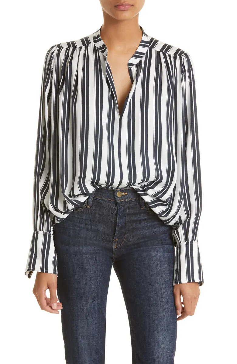 Carly Stripe Split Neck Blouse | Nordstrom