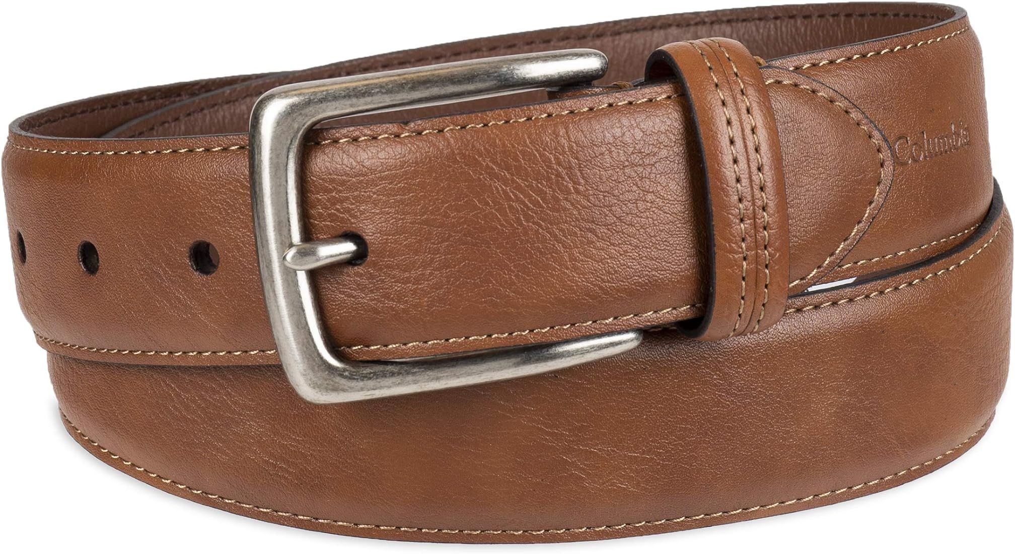 Columbia Men's Trinity Logo Belt-Casual Dress with Single Prong Buckle for Jeans Khakis | Amazon (US)