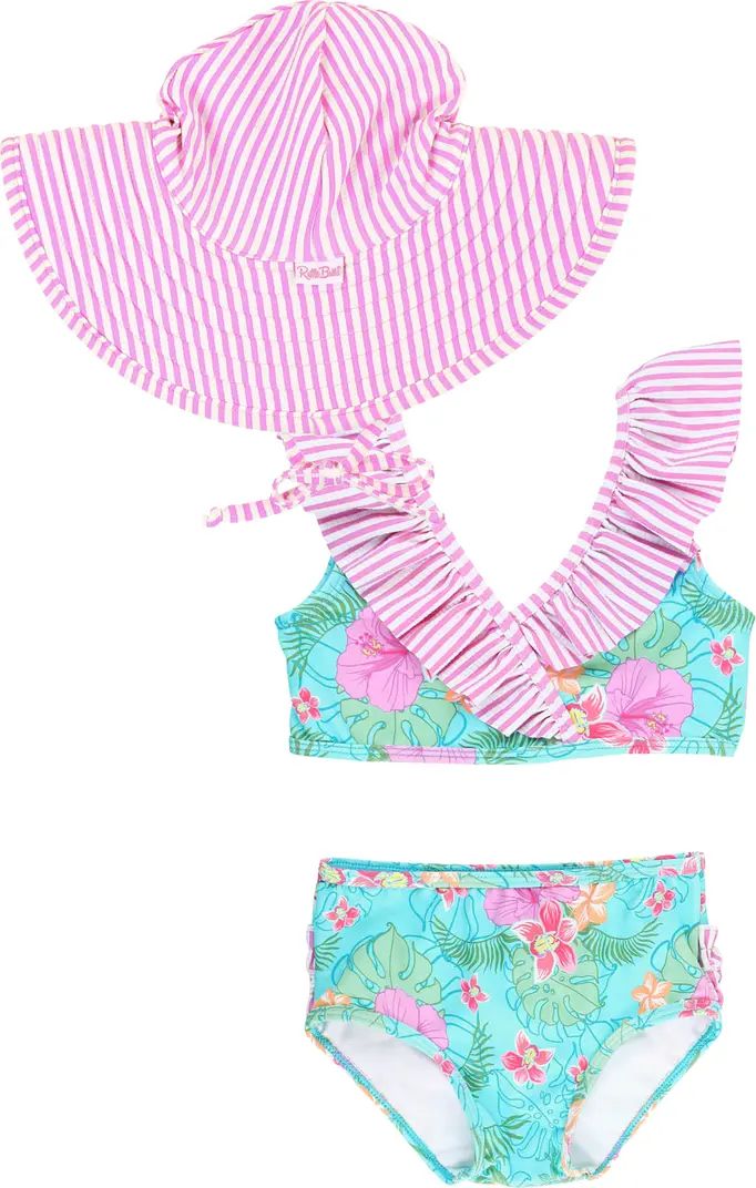 Orchid Oasis Two-Piece Swimsuit & Hat Set | Nordstrom