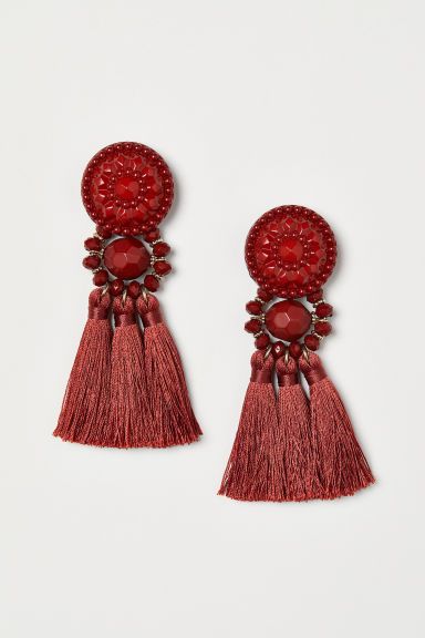 H & M - Tasseled Earrings - Red | H&M (US + CA)