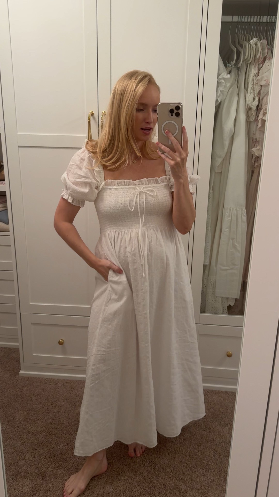 Today’s comfy + bump friendly ootd. I bought this dress to replace a cheaper Amazon version I’ve had for a few years and I’m so excited about the upgrade! I sized up to a medium in this style the straps were a little tighter than the nap style dress. Also linking the hangers I use to store these so the straps don’t stretch out  

#LTKSeasonal #LTKBump