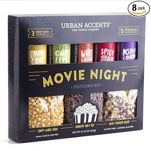 Urban Accents MOVIE NIGHT Popcorn Kernels and Popcorn Seasoning Variety Pack (set of 8) - 3 Non-G... | Amazon (US)