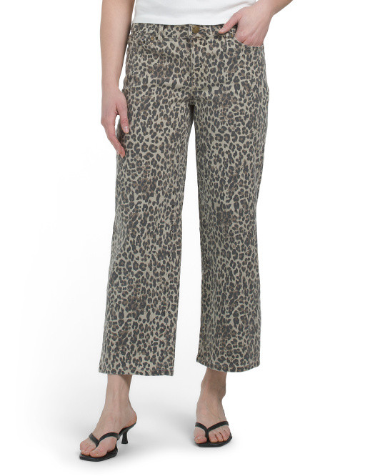 Wide Leg Ankle Leopard Printed Jeans | TJ Maxx
