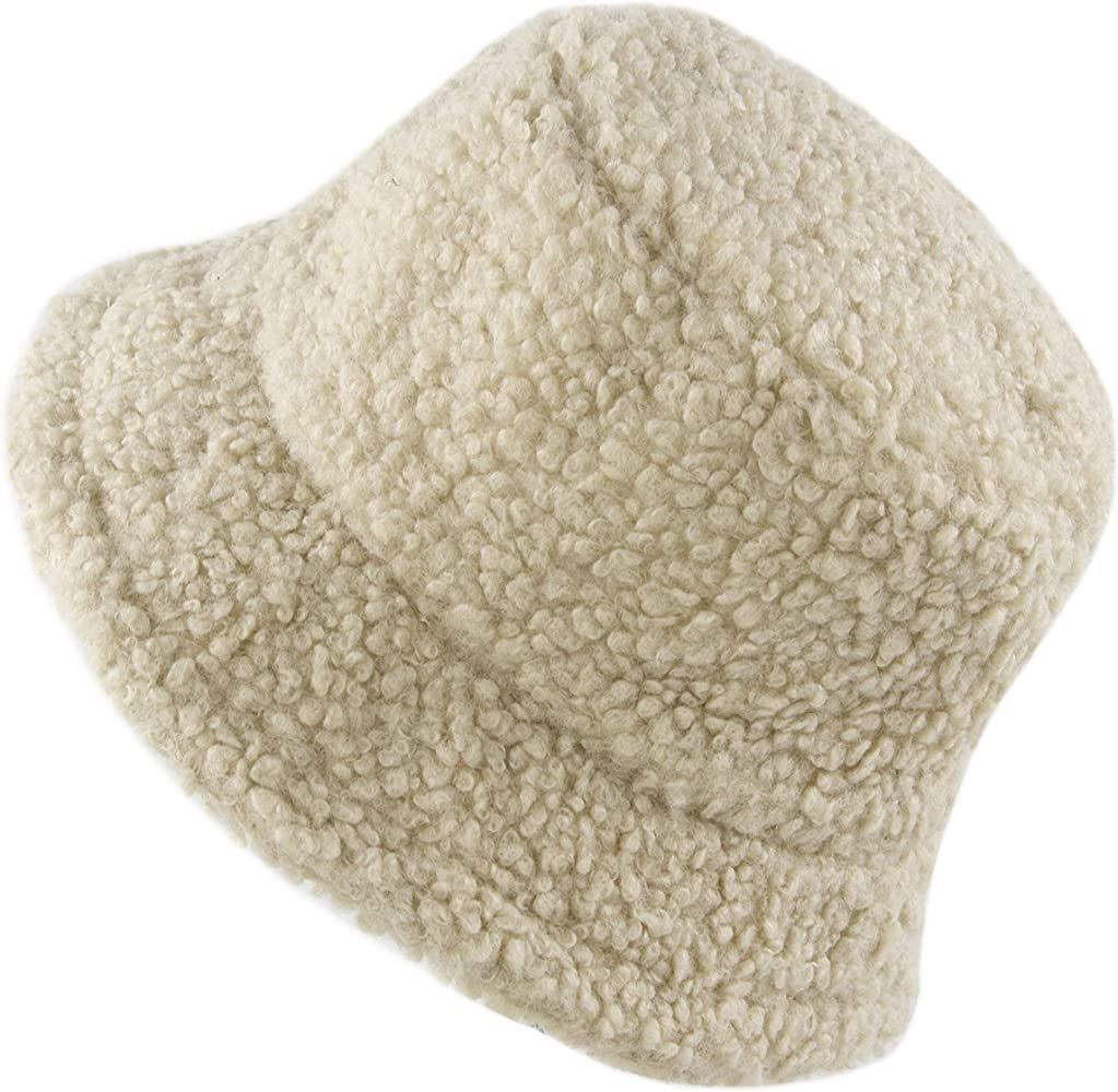 HICOSKY Women Winter Bucket Hat Warm Hats Cloche Faux Fur Fisherman Cap | Amazon (US)