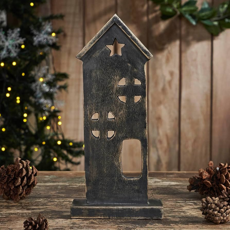 VHC Brands Wooden Saltbox House w/Star Dark Brown 11.5x5x2 | Amazon (US)