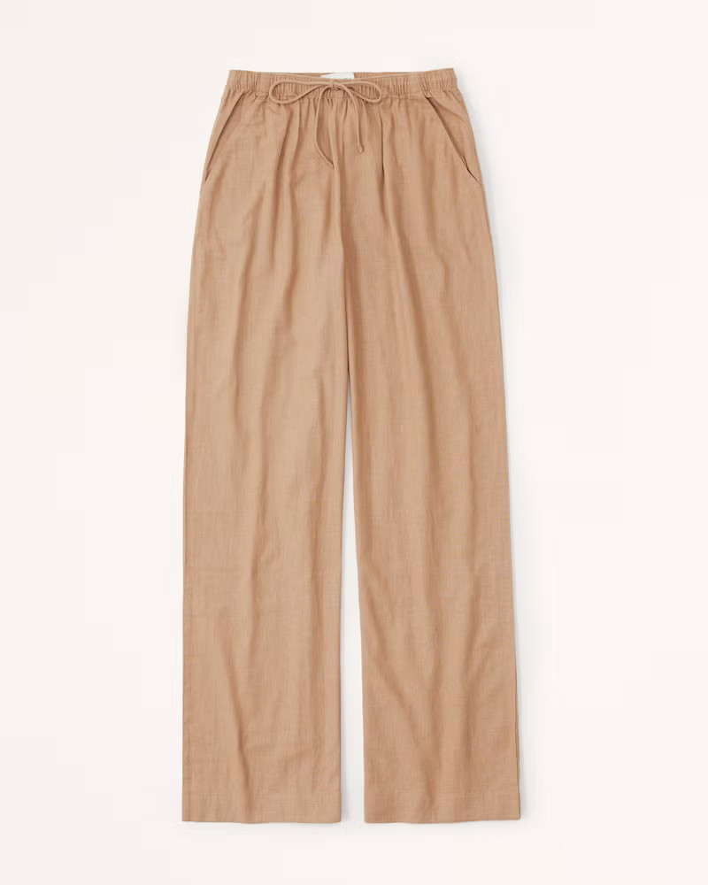 Linen-Blend Pull-On Wide Leg Pant | Abercrombie & Fitch (US)