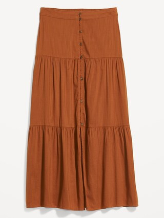 Tiered Button-Front Maxi Skirt for Women | Old Navy (US)