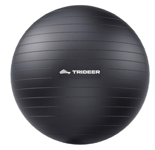 Trideer Extra Thick Yoga Ball Exercise Ball, 5 Sizes Ball Chair, Heavy Duty Swiss Ball for Balance, Stability, Pregnancy, Physical Therapy, Quick Pump Included (Black, XXL (78-85cm)) | Amazon (US)