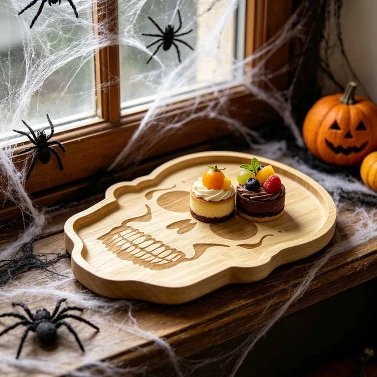 Kbndieu Skull Shaped Wooden Serving Tray Halloween Charcuterie Board Snack Dessert Cheese Platter... | Walmart (US)
