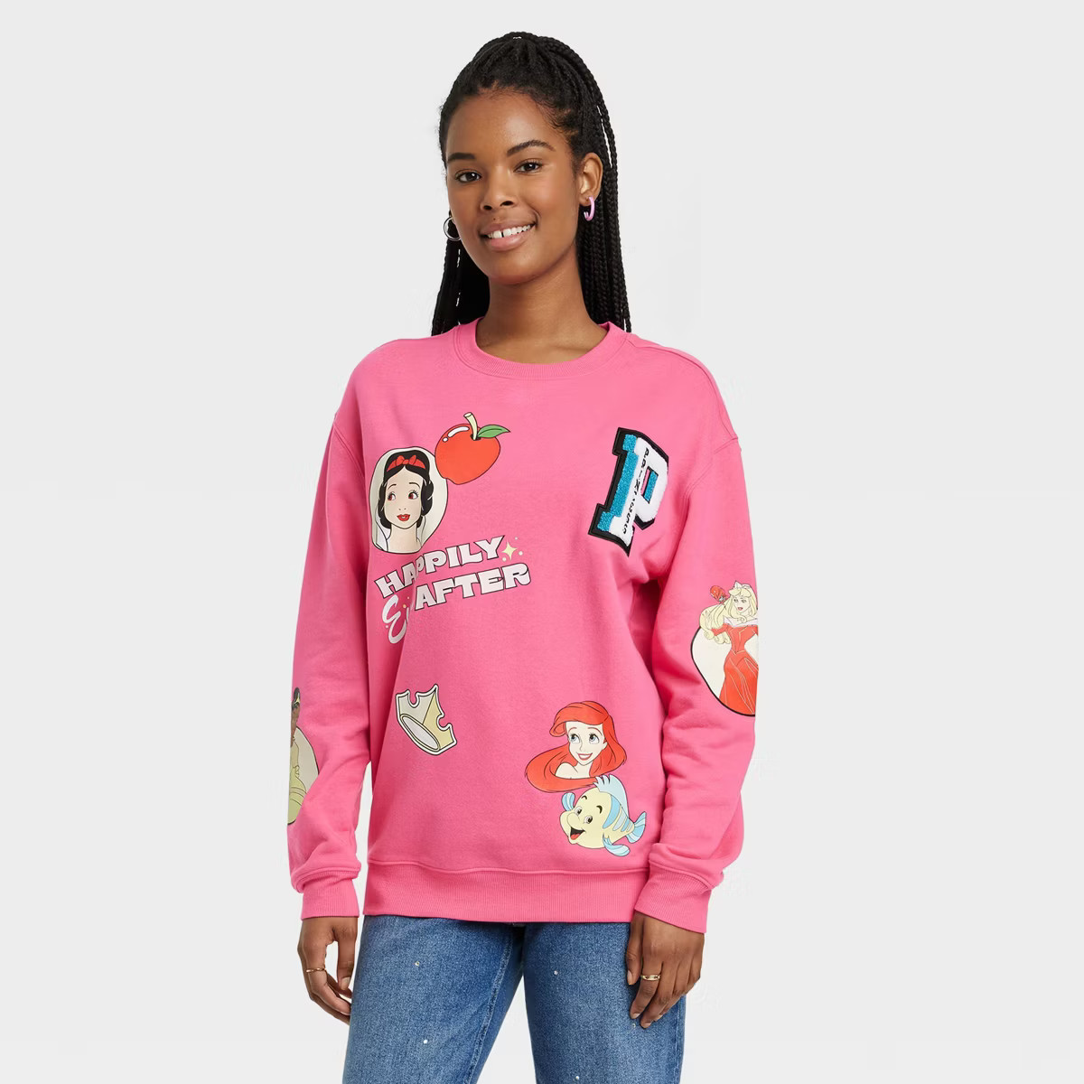 Women's Disney 100 Princess Graphic Sweatshirt - Pink | Target