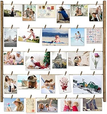 Love-KANKEI Wood Picture Photo Frame for Wall Decor 26×29 inch with 30 Clips and Ajustable Twine... | Amazon (US)