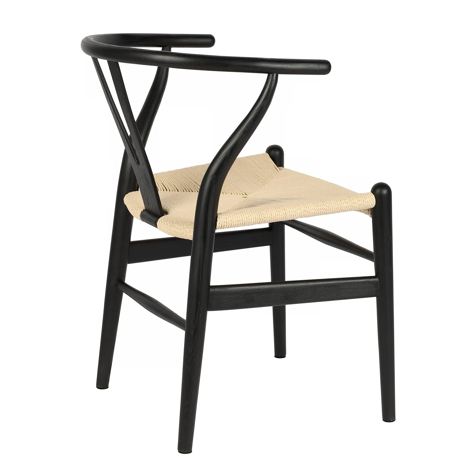Tomile Solid Wood Wishbone Chair Y Chair Mid-Century Armrest Dining Chair, Hemp Seat (Ash-Black Fram | Amazon (US)