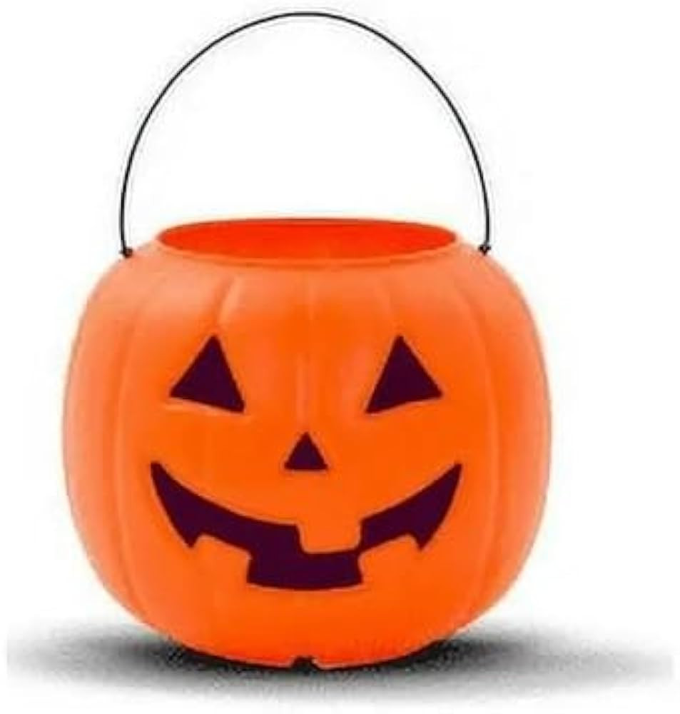 Halloween Pumpkin Treat Pail, Orange, 8", Trick or Treat, Decoration (Orange) | Amazon (US)
