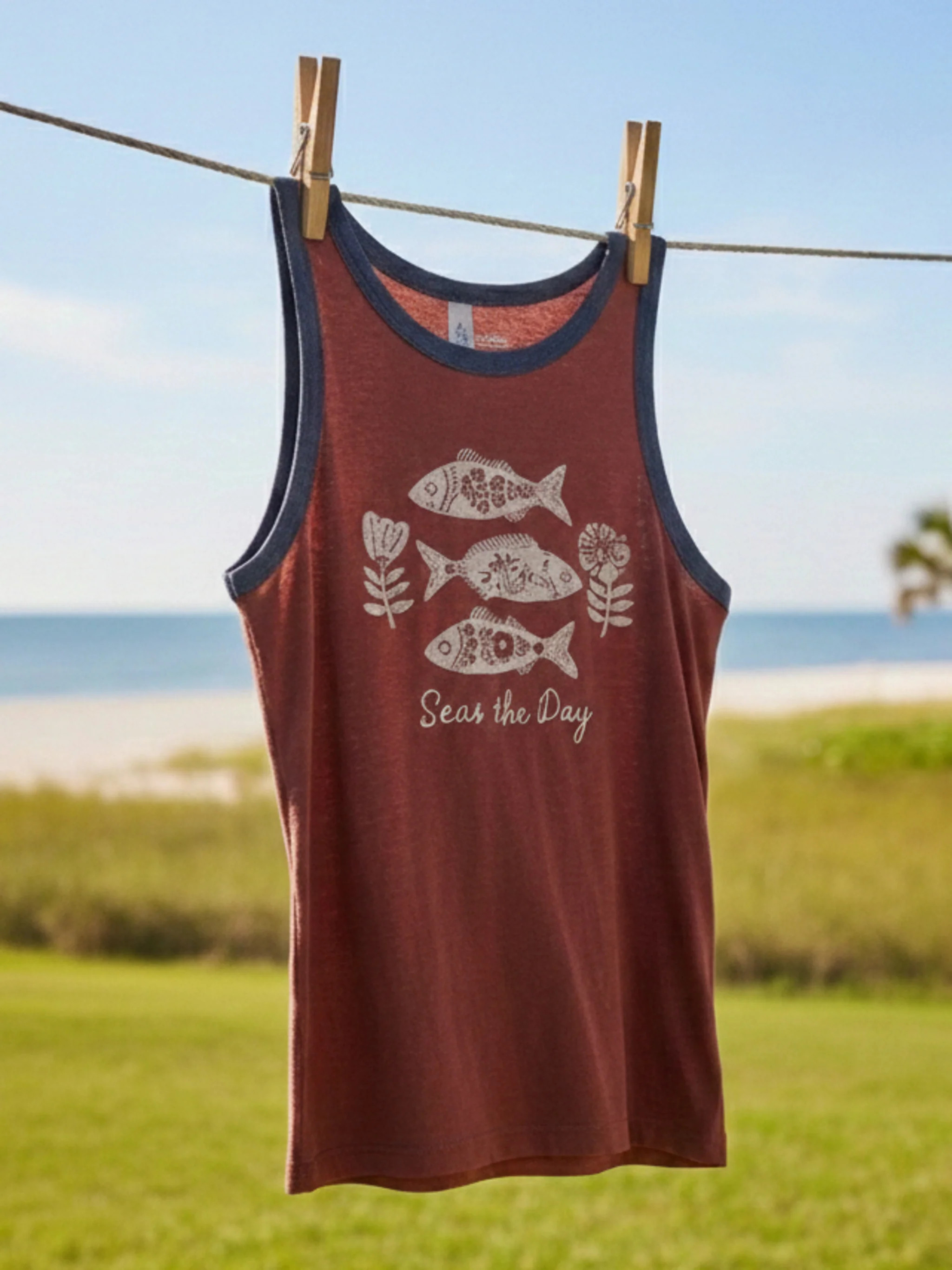 Ringer Tank Top - Seas The Day | Natural Life
