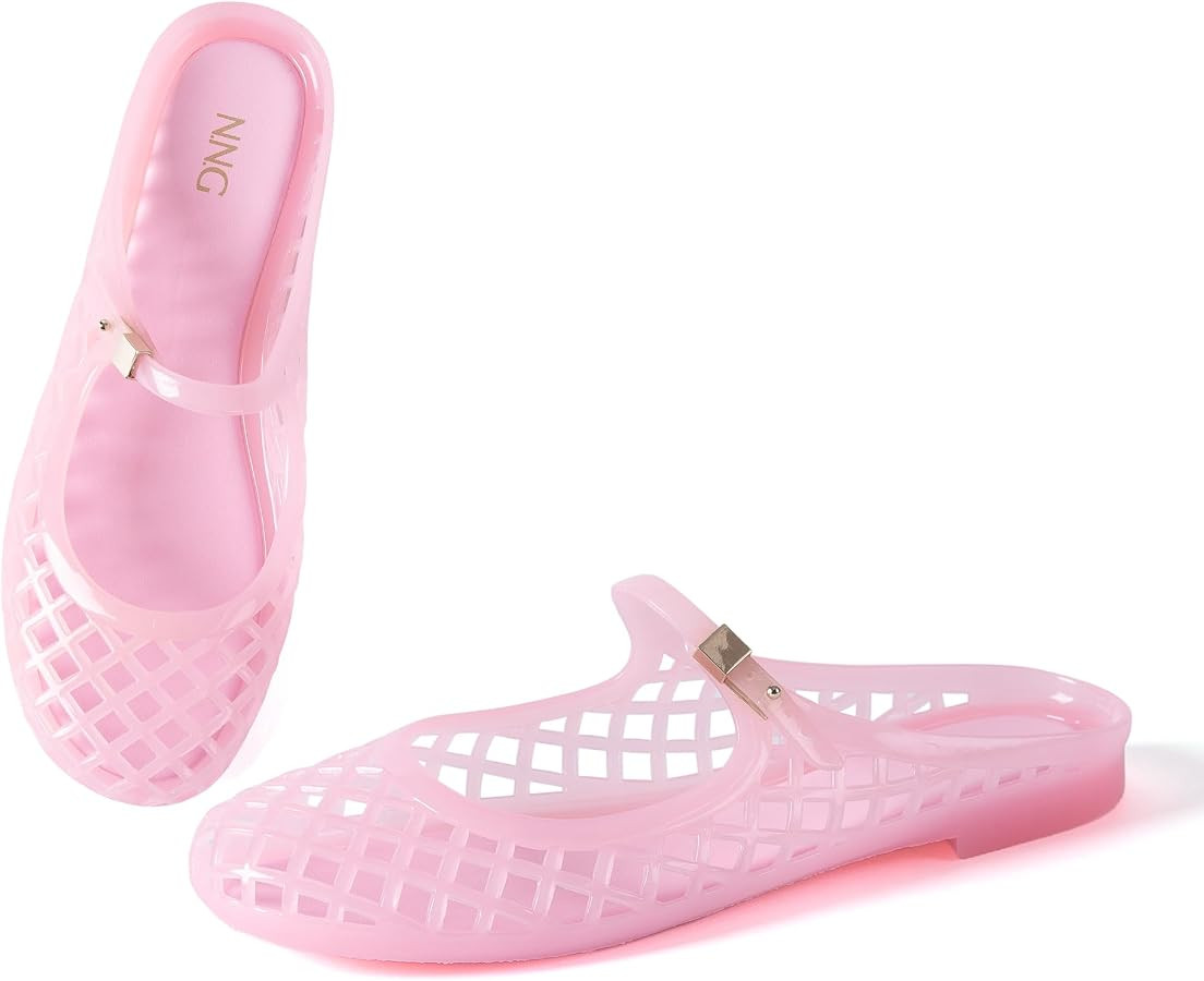 Women Mary Jane Jelly Mule Flat Sandals Waterproof Beach Pool Comfort Soft Insole Breathable Holl... | Amazon (US)
