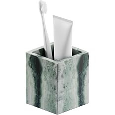Marble Toothbrush Holder – 4.1" Genuine Stone Bathroom Cup for Makeup Brushes, Pens & Utensils ... | Amazon (US)