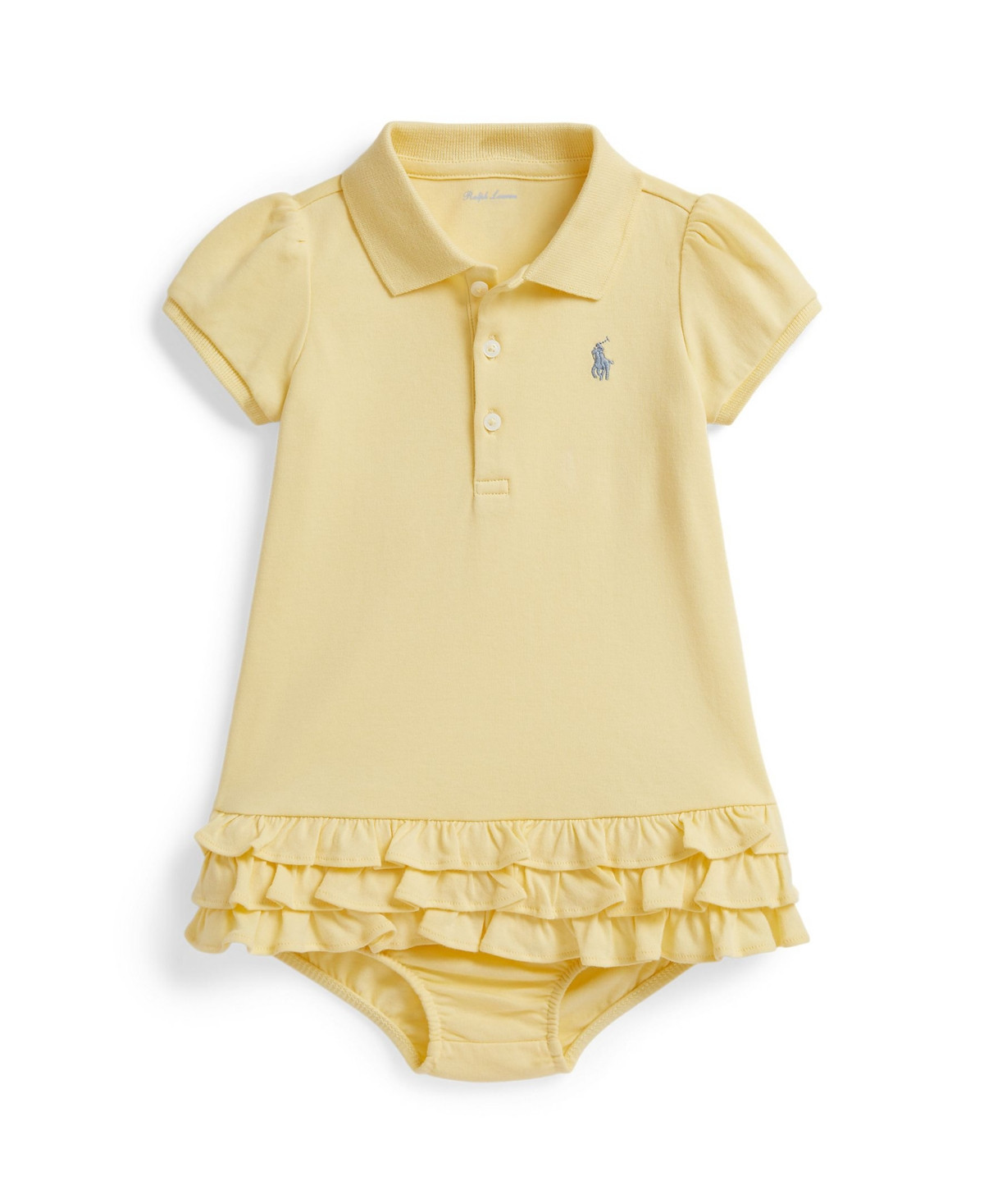 Polo Ralph Lauren Baby Girls' Ruffled Polo Dress and Bloomer, 2-Piece Set - Pastel Yellow | Macy's