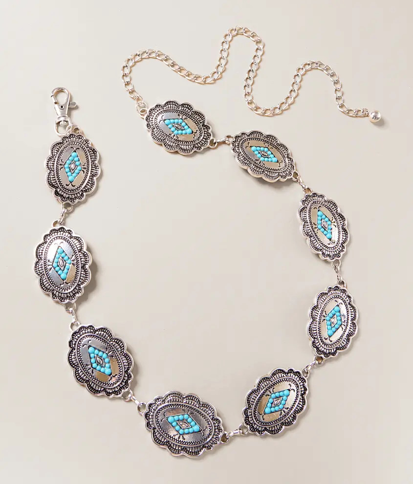 Turquoise Bead Chain Belt | Buckle