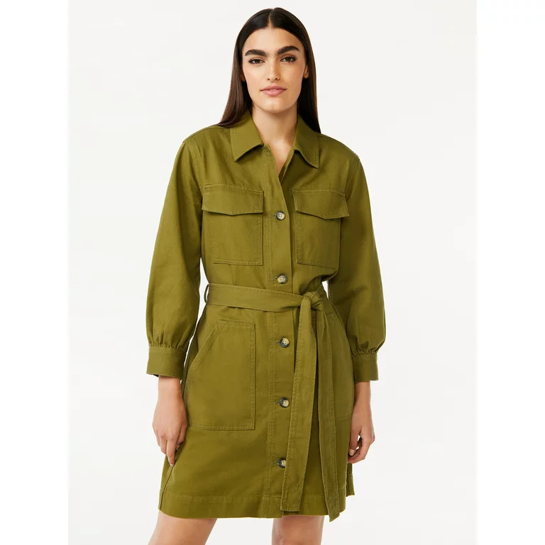 Free Assembly Women's Belted Utility Mini Dress | Walmart (US)