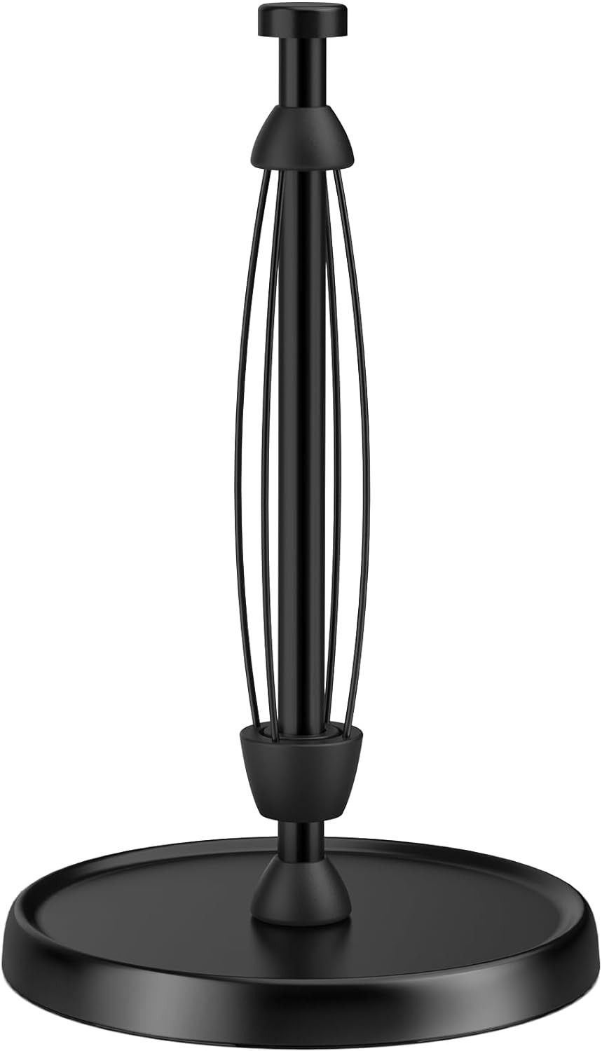 Paper Towel Holder Countertop, One-Handed Tear, Stainless Steel, Weighted Base, Black, Paper Towe... | Amazon (US)