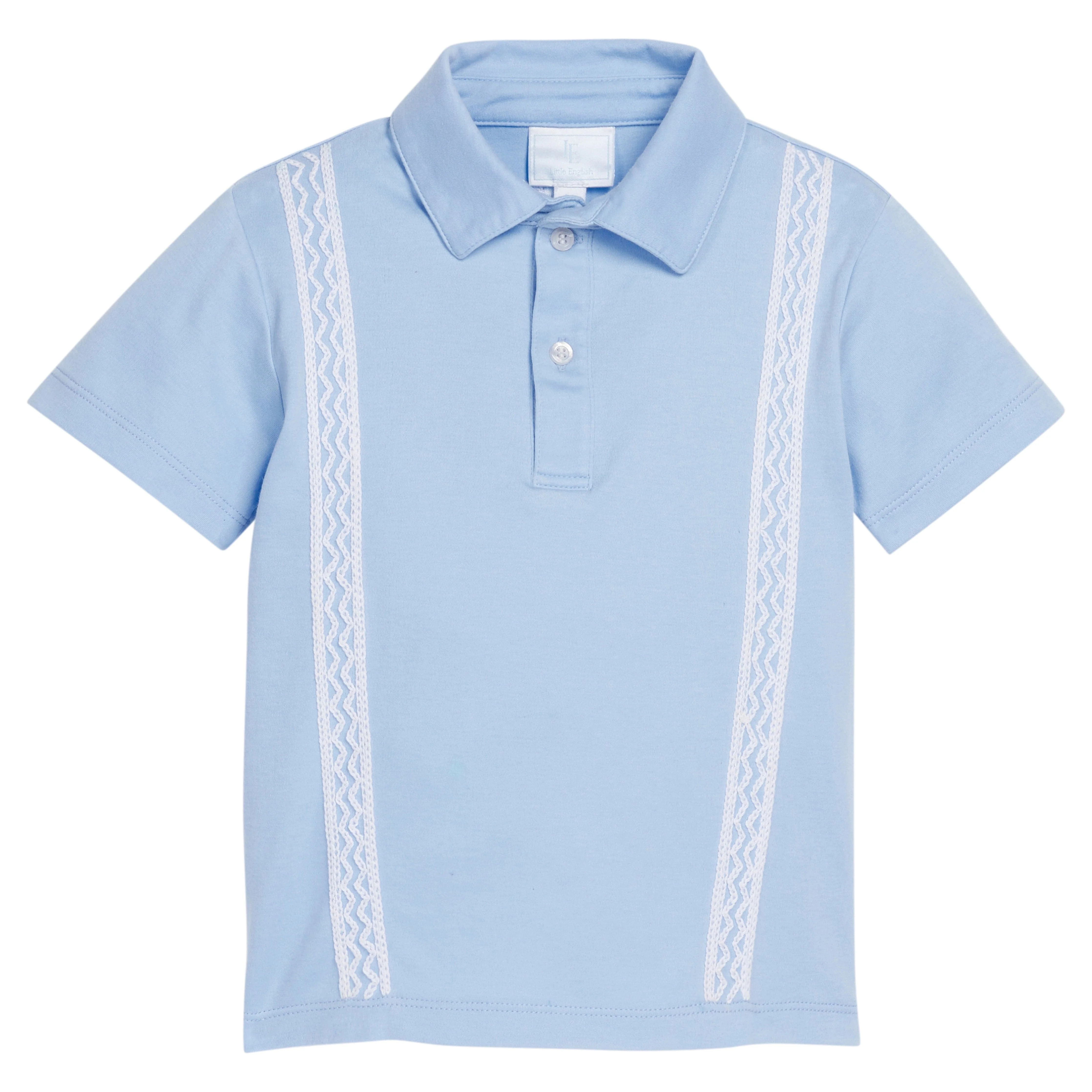Embroidered Short Sleeve Polo - Light Blue | Little English